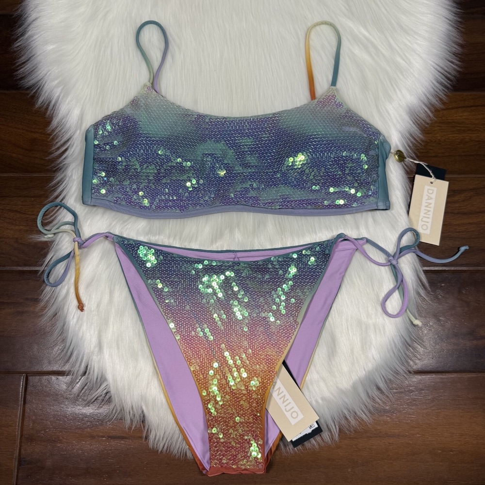 Gianni Bini x Dannijo Size XL Sequin Frankie Top Jayla Bikini Bottom Swimsuit